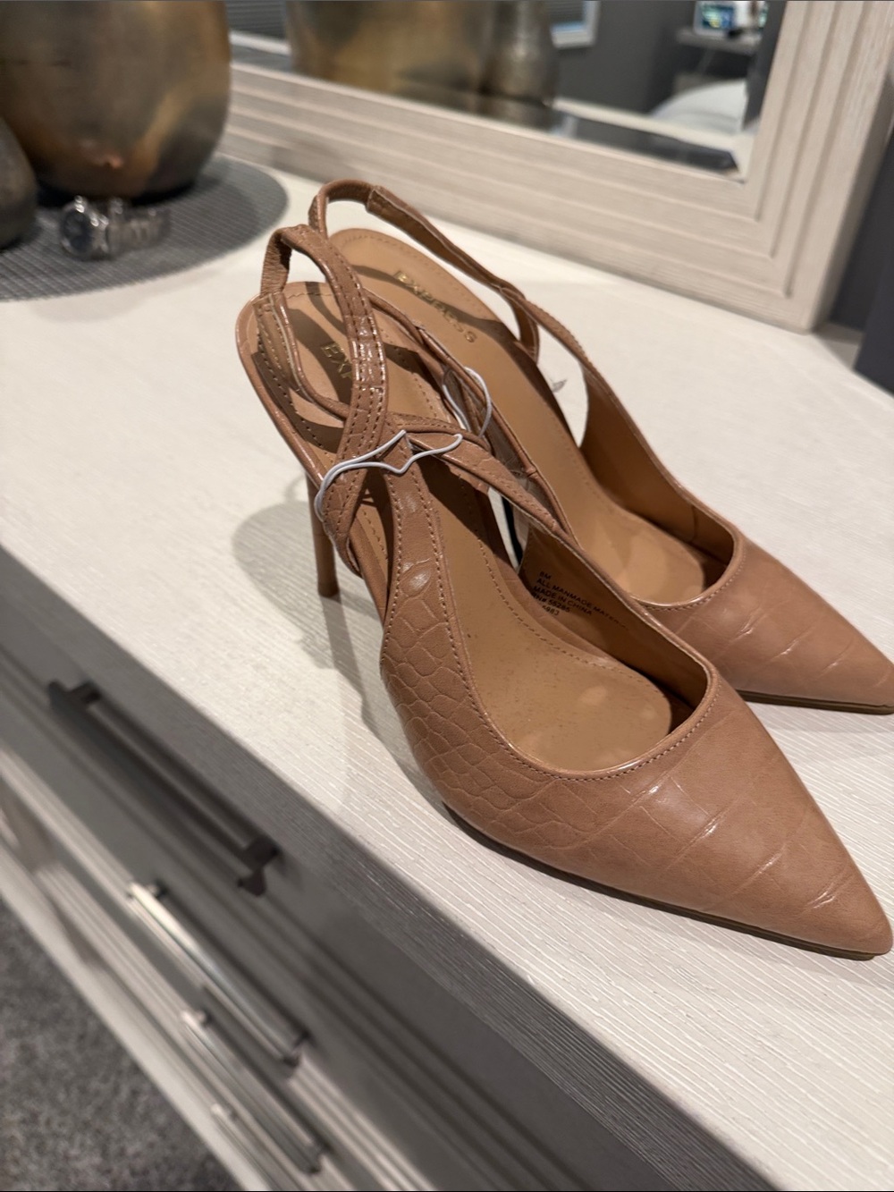 Women’s Pointed Toe Slingback Heels in Tan